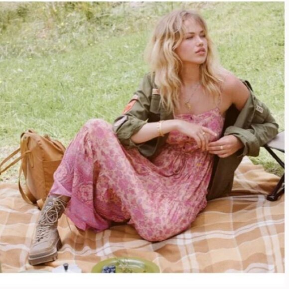 Spell Folk Song Midi  Sundress in Blossom Floral Pink Sz M - Picture 4 of 10